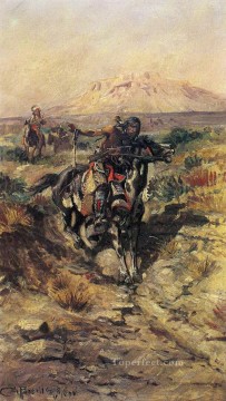 le scouting party 1898 Charles Marion Russell Indiens d’Amérique Peinture à l'huile